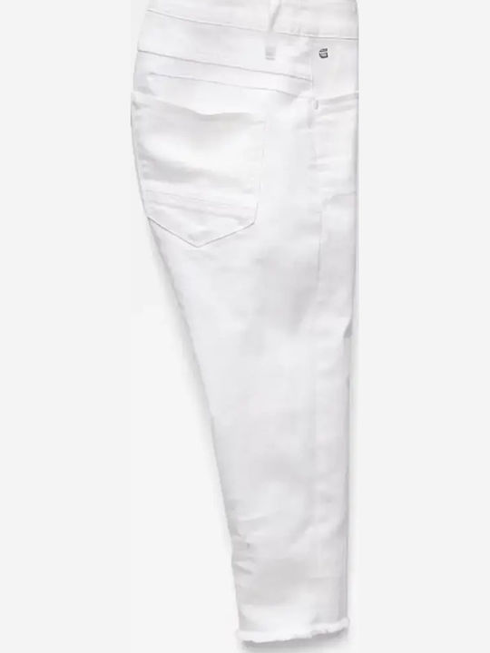 Дамски Панталон Capri С Висока Талия От Текстил В Skinny Кройка Optic White