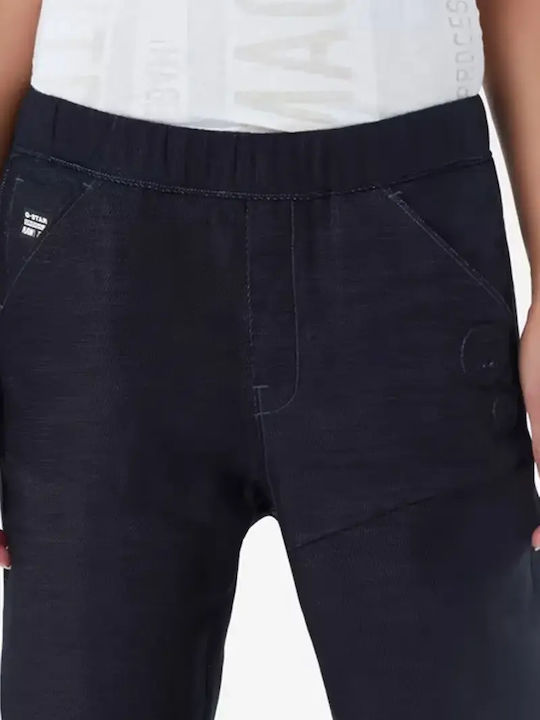 Дамски Текстилен Панталон с Ластик в Boyfriend Кройка Dark Blue