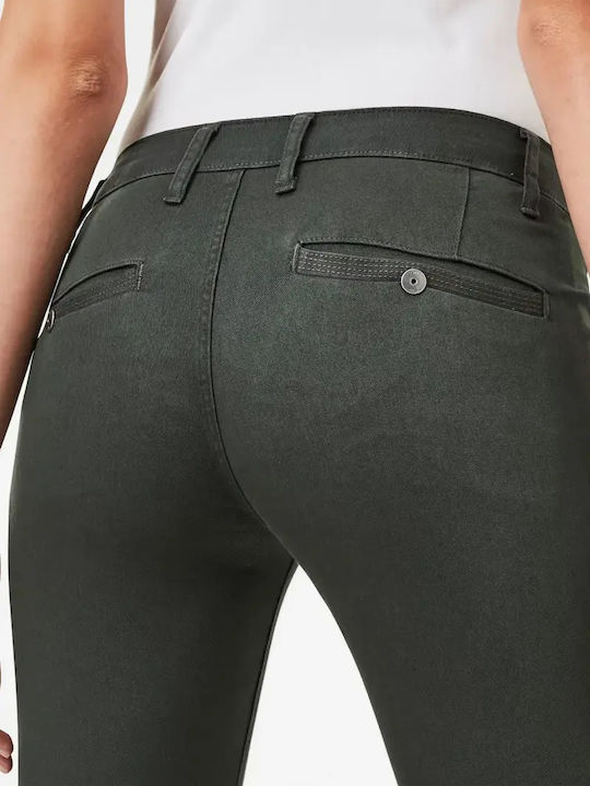 Дамски Текстилен Панталон със Skinny Кройка Dark Green