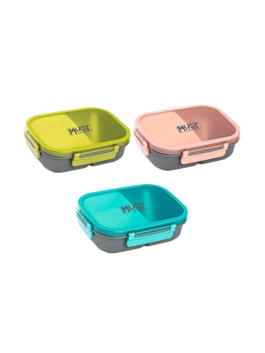 Must Lunch Box Pp Plastic Spoon Green 21.7x16.5x6.2cm 1100ml