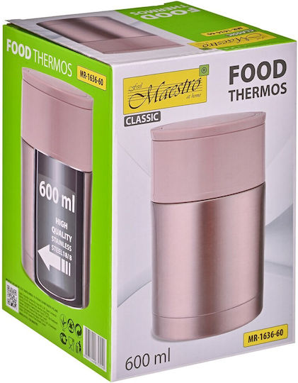 Maestro Δοχείο Φαγητού Inox Θερμός Ροζ 600ml