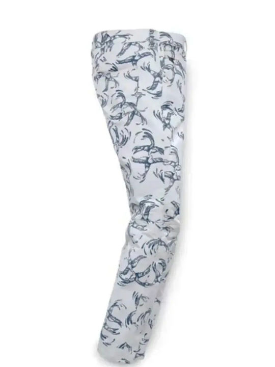 Дамски Текстилен Панталон в Boyfriend Кройка White/blue