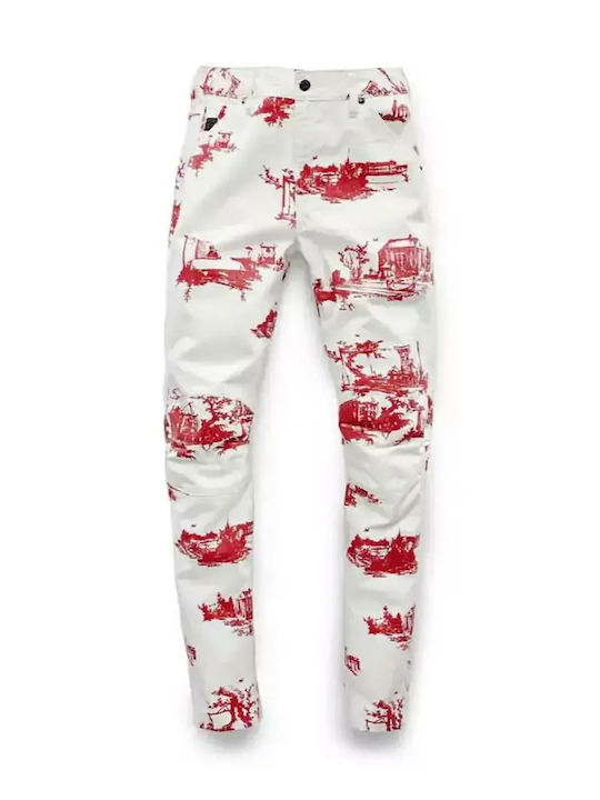 Дамско Текстилно Панталон в Boyfriend Кройка White/red
