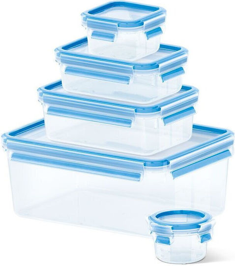 Emsa Clip & Close Σετ Πλαστικά Δοχεία Φαγητού Transparent/Blue 40cm 5τμχ