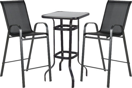 Outdoor Dining Set Lyra 3 Pieces Black