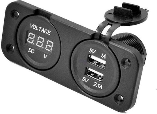 Car Cigarette Lighter USB Charger Dual Socket & Voltmeter PA20419 Car USB Charger