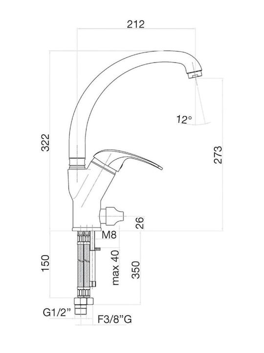 Fiore MAX Tall Counter Kitchen Faucet with Silver Spring Spout