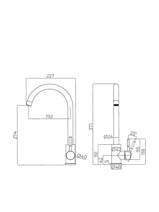 Helika Forte Kitchen Faucet Counter Black