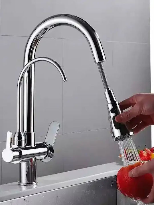Poly Tall Kitchen Faucet Counter Silver