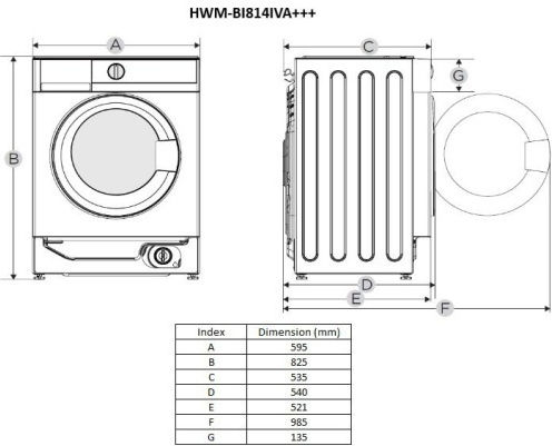 Heinner Пералня 8кг 1400 Оборота HWM-BI814IVA+++
