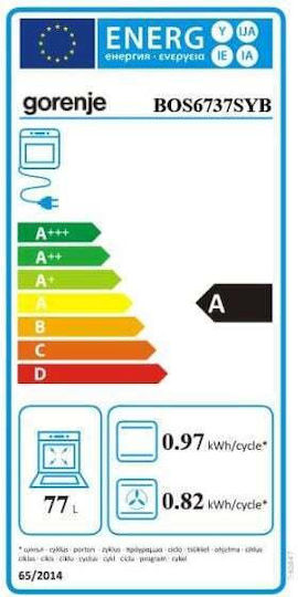 Gorenje Φούρνος άνω Πάγκου 77lt Π59.5εκ. Μαύρος