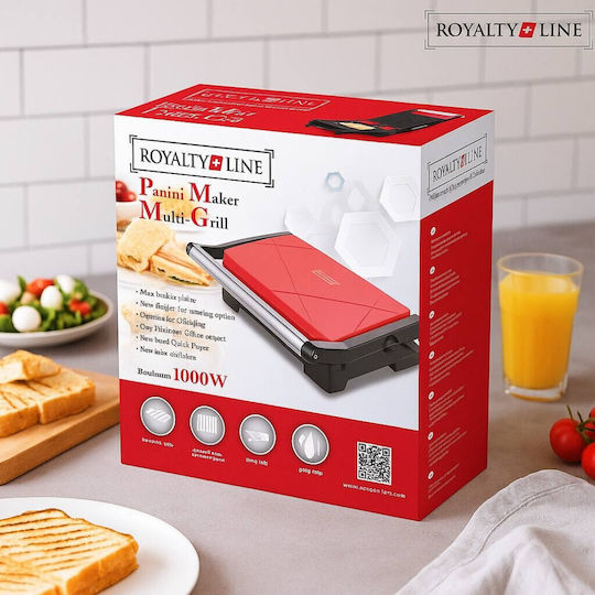 Royalty Line RL-PM1000.869.1 Τοστιέρα Γκριλιέρα 1000W Κόκκινη
