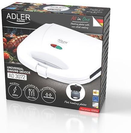Adler Τοστιέρα Γκριλιέρα 1200W Λευκή