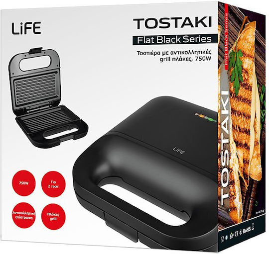 Life Tostaki Sandwichmaker Grill 750W Schwarz