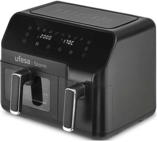 Ufesa Storm Double Air Fryer XXL Air Fryer with Double Detachable Bucket 9lt Black