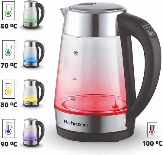 Rohnson Βραστήρας 1.7lt 2200W Ασημί