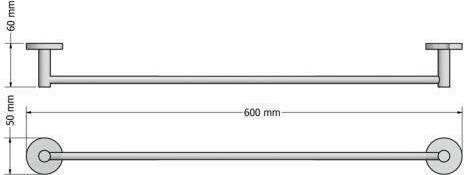 Sanco Twist Single Wall-Mounted Bathroom Rail ​60x5cm Silver