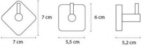 Karag Quattro Single Wall-Mounted Bathroom Hook ​5.5x7cm Inox Silver
