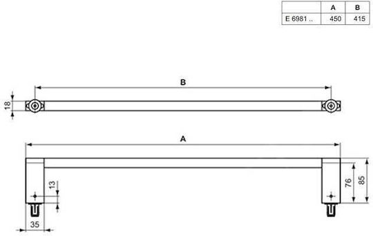 Ideal Standard Connect Ράγα Μπάνιου Μονή Επιτοίχια με Βίδες Ασημί