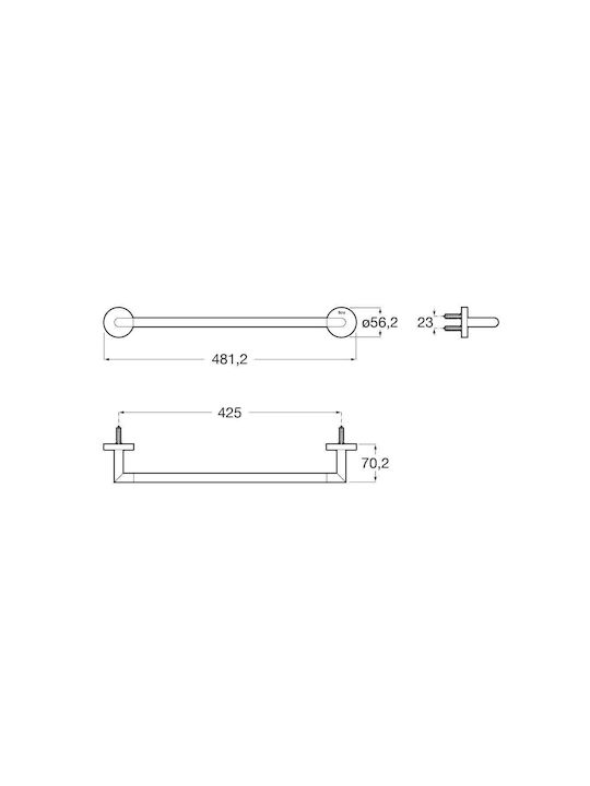 Roca Single Wall-Mounted Bathroom Rail ​45x45cm Black