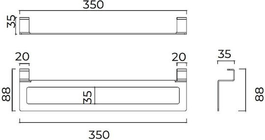 Imex Wall-Mounted with Screws 35x8.8cm Silver