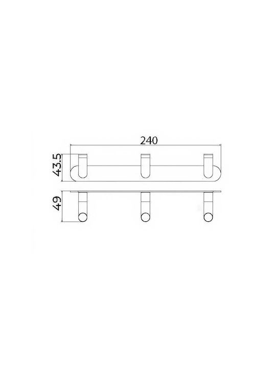 Imex Άγκιστρο Μπάνιου Τριπλό με Βίδες ​24x4.9cm Ασημί