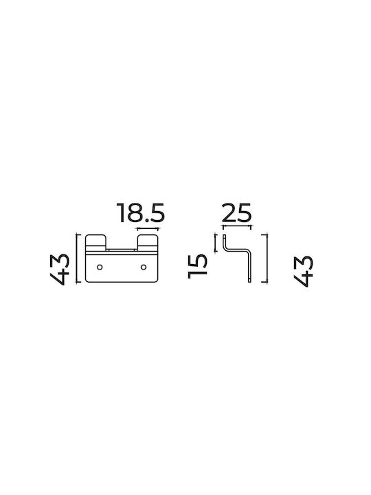 Imex Double Bathroom Hook with Screws 6.6x4.3cm Black