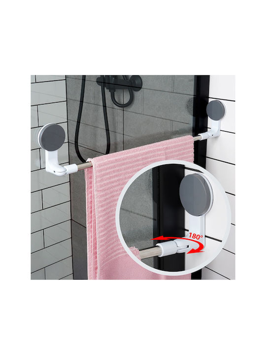 Bathroom Hanger Stainless Steel ABS 2 Suction Cups 58.5x5.4x11.8cm White Inox Mrshome Df-0083000