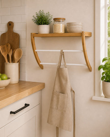 Κρεμάστρα Τοίχου Ράφι Bamboo 45x20x34cm Μπεζ Λευκή Mrshome Κρεμάστρα Τοίχου Ράφι Bamboo 45x20x34cm Μπεζ Λευκή Mrshome