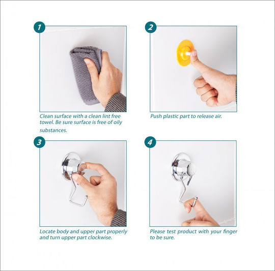 Tekno-Tel Wall-Mounted Bathroom Hook with 5 Positions ​45x10cm Silver