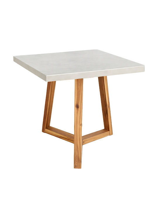 Fiber Quadratischer Esszimmertisch mit Betonoberfläche Beige 80x80x75cm