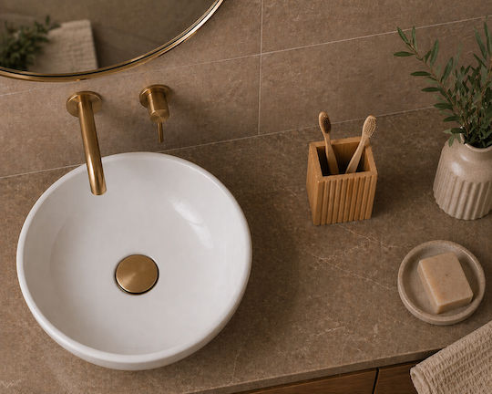MRShome Bambus Getränkehalter Für Die Arbeitsplatte Beige