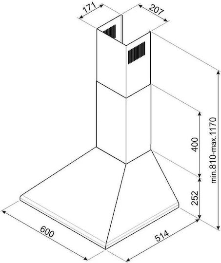 Smeg Απορροφητήρας Καμινάδα 60cm Μπεζ