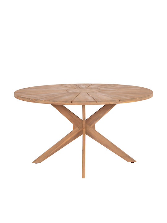 Masă Rotundă De Sufragerie Din Lemn Masiv Natural 140x140x76cm