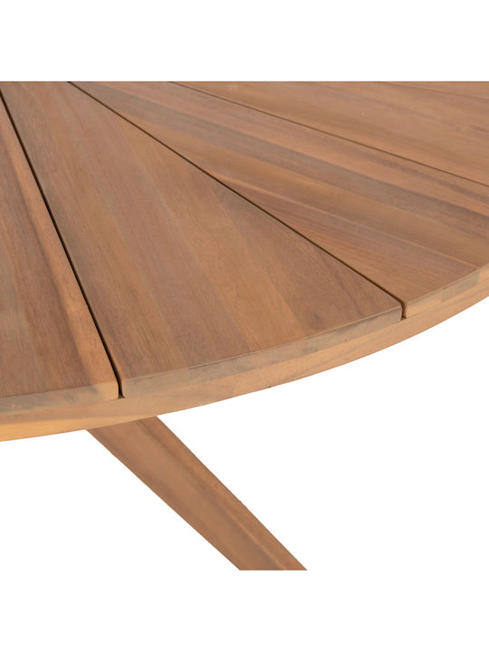 Masă Rotundă De Sufragerie Din Lemn Masiv Natural 140x140x76cm