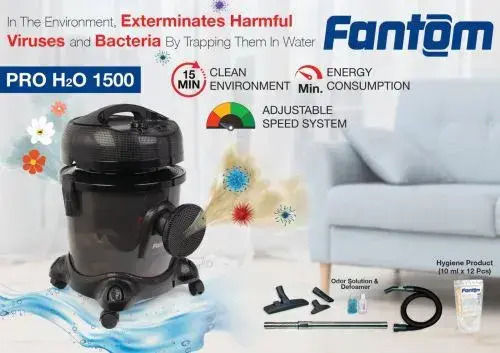 Fantom Pro H2O 1500 Σκούπα Υγρών / Στερεών 1400W με Πλαστικό Κάδο 9lt