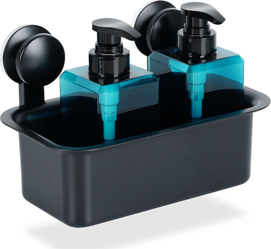 Orion Wall Mounted Bathroom Shelf Glass 23.5x13.8x16cm Black