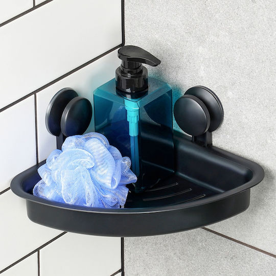 Orion Corner Wall Mounted Bathroom Shelf Glass 28x22x12cm Black