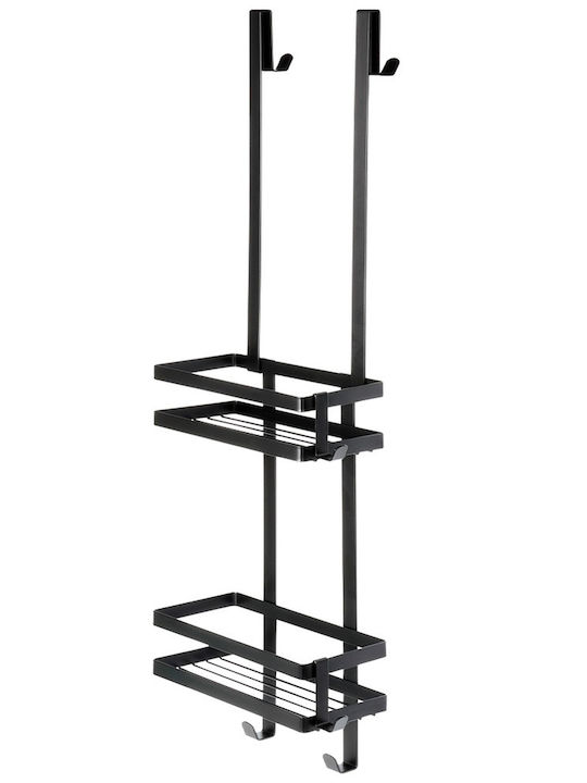 Vilde Wall Mounted Bathroom Shelf Glass 23x10.5x75cm Black