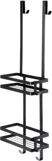 Vilde An der Wand montiert Badezimmerregal Glas 23x10.5x75cm Schwarz