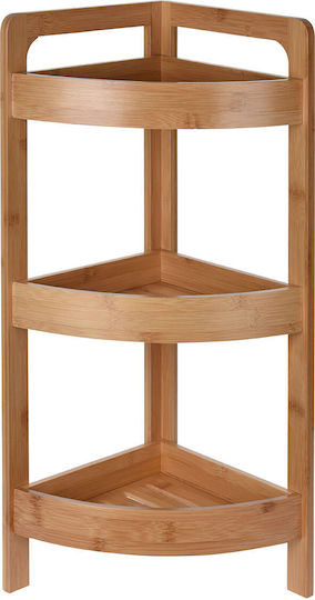AT000422 Γωνιακή Επιδαπέδια Ραφιέρα Μπάνιου Bamboo με 3 Ράφια 23x23x61cm
