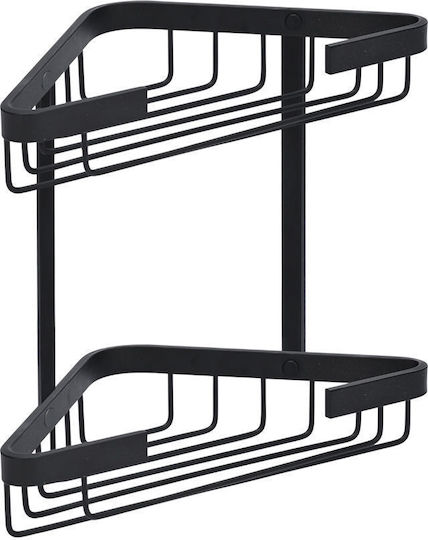 Estia Stance Raft De Baie Colțar Montat Pe Perete Metalic 25x17x6.5cm Neagră