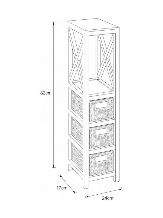 MRShome Floor Bathroom Shelf Wooden 17x24x82cm Black