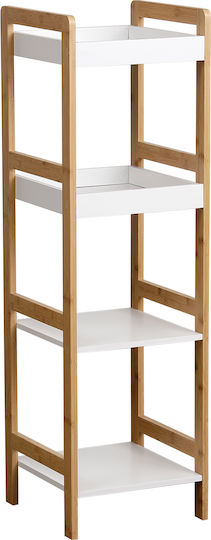 MRShome Raft de Baie de Podea din Bambus cu 4 Rafturi 34x33x110cm Bej MRShome Raft de Baie de Podea din Bambus cu 4 Rafturi 34x33x110cm Bej