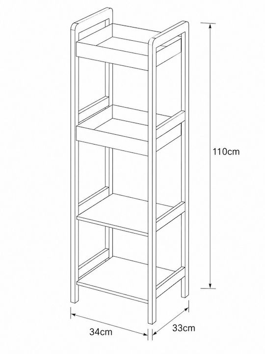 MRShome Επιδαπέδια Ραφιέρα Μπάνιου Bamboo με 4 Ράφια 34x33x110cm Μπεζ