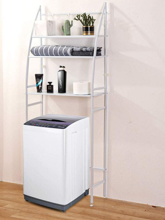 Toilet Rack Επιδαπέδια Ραφιέρα Μπάνιου Μεταλλική με 3 Ράφια 44x24.5x176cm Λευκή