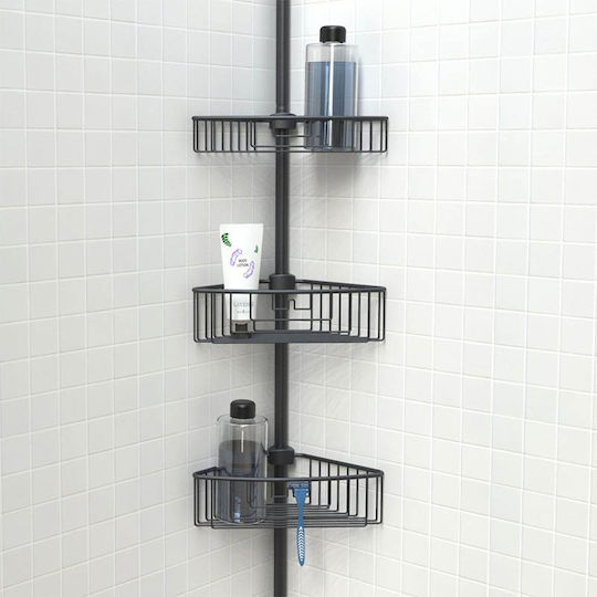 Primanova N29-06 Corner Floor Bathroom Shelf Metallic with 3 Shelves 35x21.5x135cm Blue Primanova N29-06 Corner Floor Bathroom Shelf Metallic with 3 Shelves 35x21.5x135cm Blue