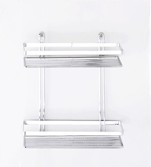 Tekno-Tel 455.ES067 An der Wand montiert Badezimmerregal Inox mit 2 Regalböden 25x12x27cm Silber