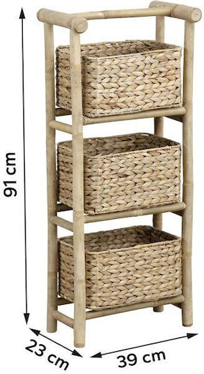 Rafturi de baie Raft de baie Bambus cu 3 rafturi 39x23x91cm