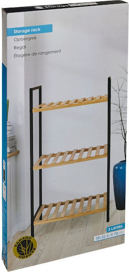 ArteLibre Boden Badezimmerregal Bamboo mit 3 Regalböden 38x32.5x70cm Braun